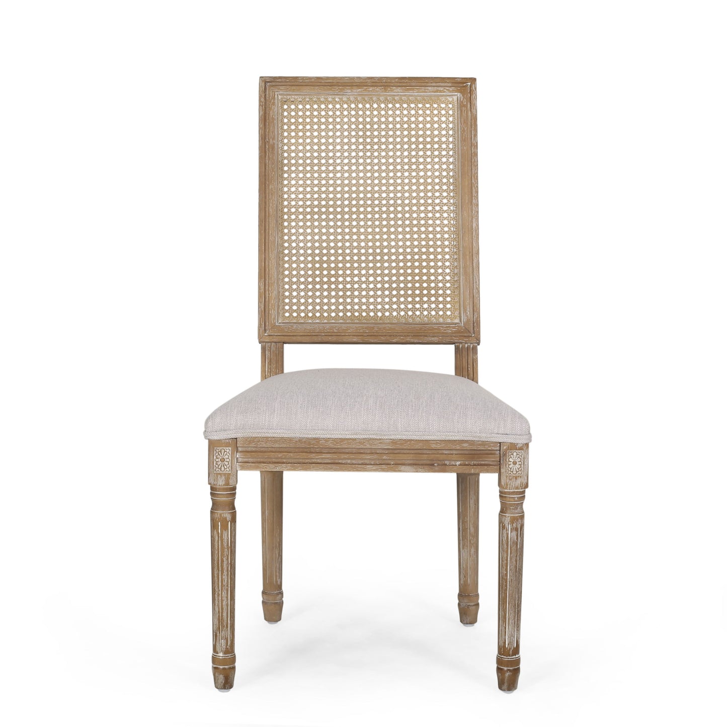 French Country Dining Chair (Set of 2) With Upholstered Seats - Light Gray