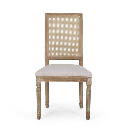 French Country Dining Chair (Set of 2) With Upholstered Seats - Light Gray