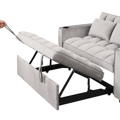 Multi Functional Sofa Bed With Cup Holder And USB Port For Living Room Or Apartments - Gray