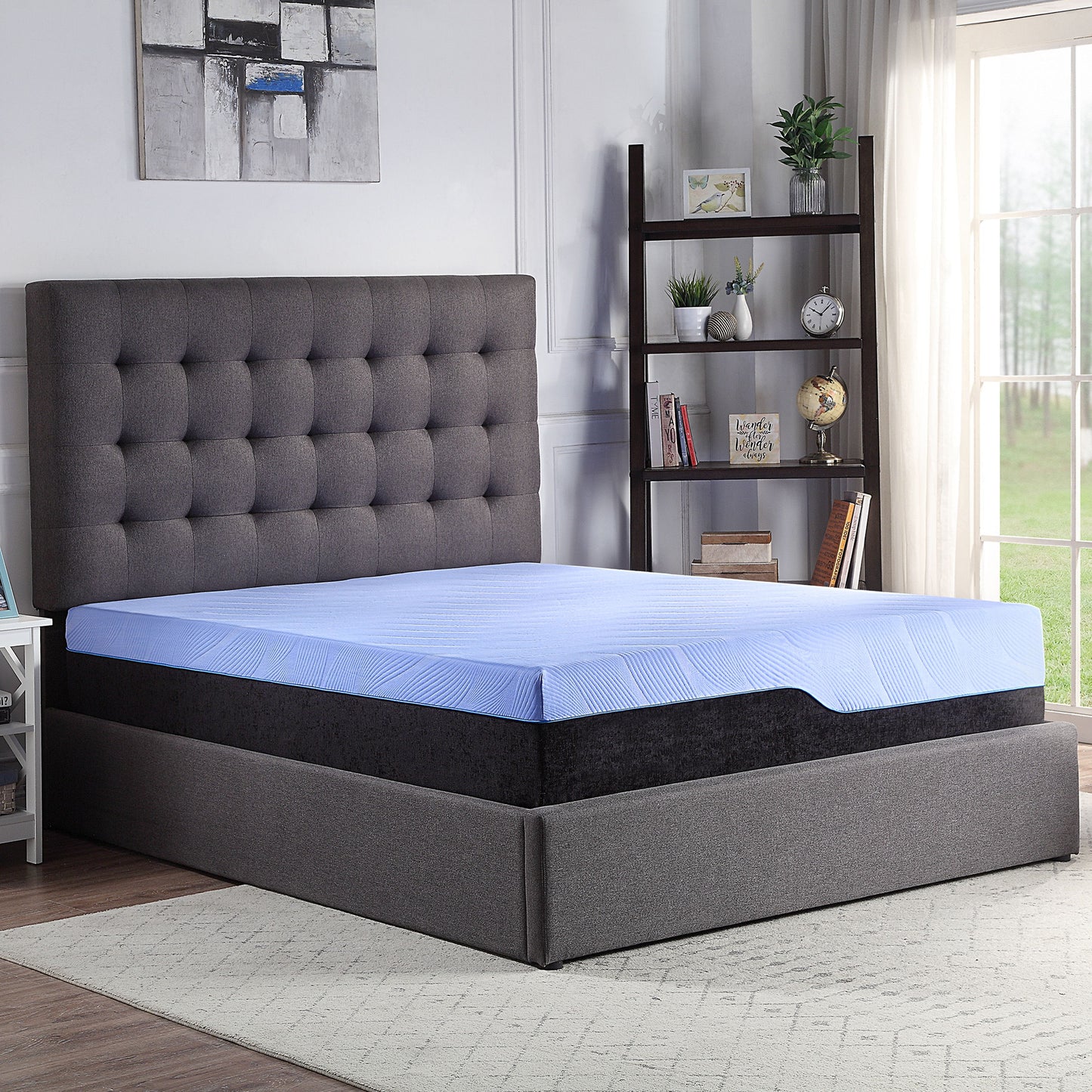 Refresh - 12" Twin Long Size Hybrid Cooling Gelcare Memory Foam And Coil Mattress - Blue