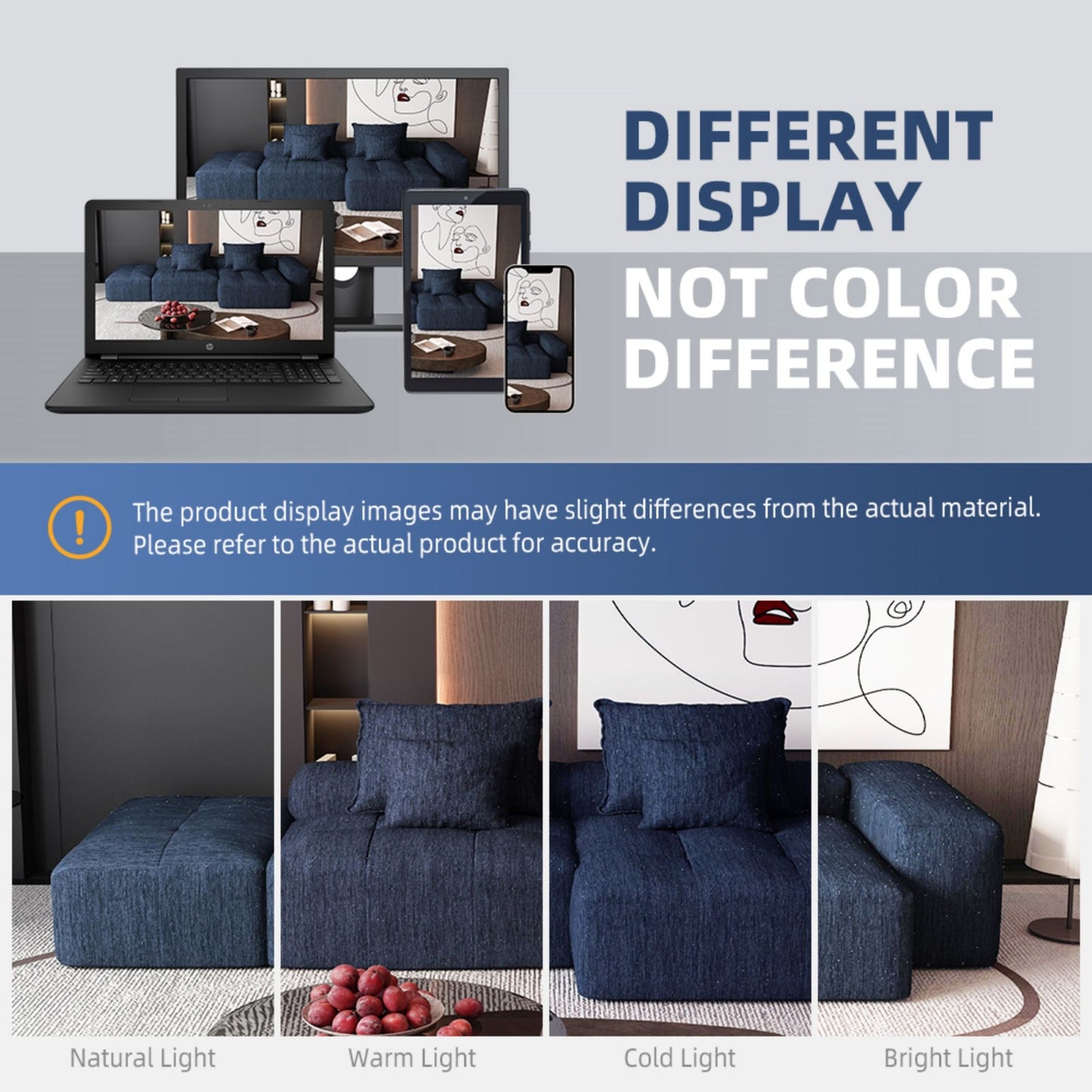 Modern Oversized Modular Sectional Sofa With Ottoman, Seat, Chaise Lounge And Armrest, Sparkling Chenille Fabric Soft Cushion Sofa With 4 Pillows, 4 Pieces Diy Combination Tufted Sofa, No Assembly Required - Blue