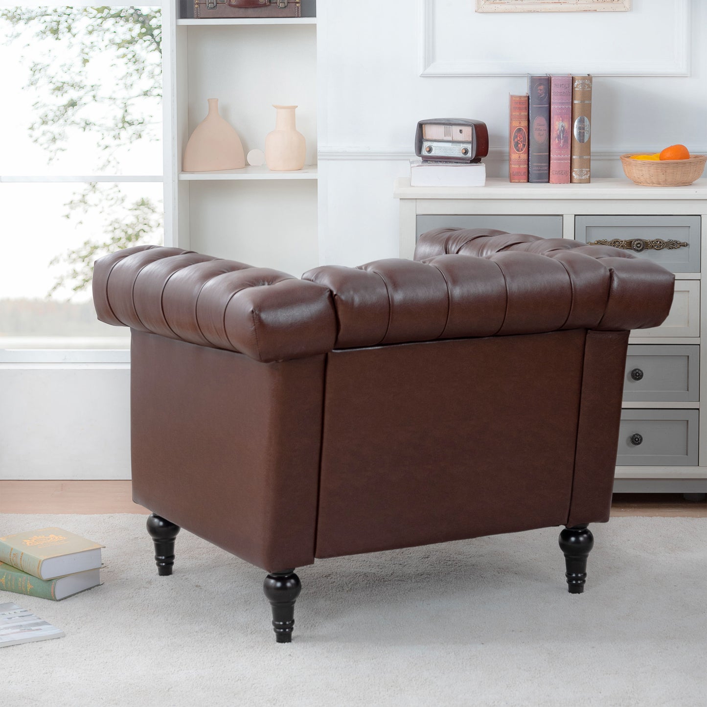 1 Seater Aesthetic Sofa For Living Room - Brown