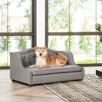 Robin - Tufted Wingback Pet Sofa Bed, Medium, Uptown Resistant High - Gray Stain