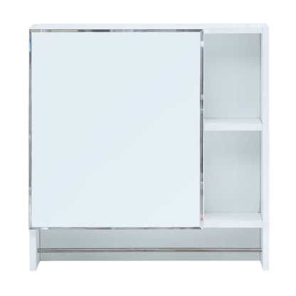 Wall Mounted Bathroom Storage Cabinet With Mirror Door, Medicine Cabinet, Over The Toilet Storage Cabinet With Shelves And Towel Rack - White