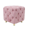 Modern Velvet Upholstered Ottoman, Exquisite Small End Table, Soft Foot Stool, Dressing Makeup Chair, Comfortable Seat For Living Room, Bedroom, Entrance - Pink