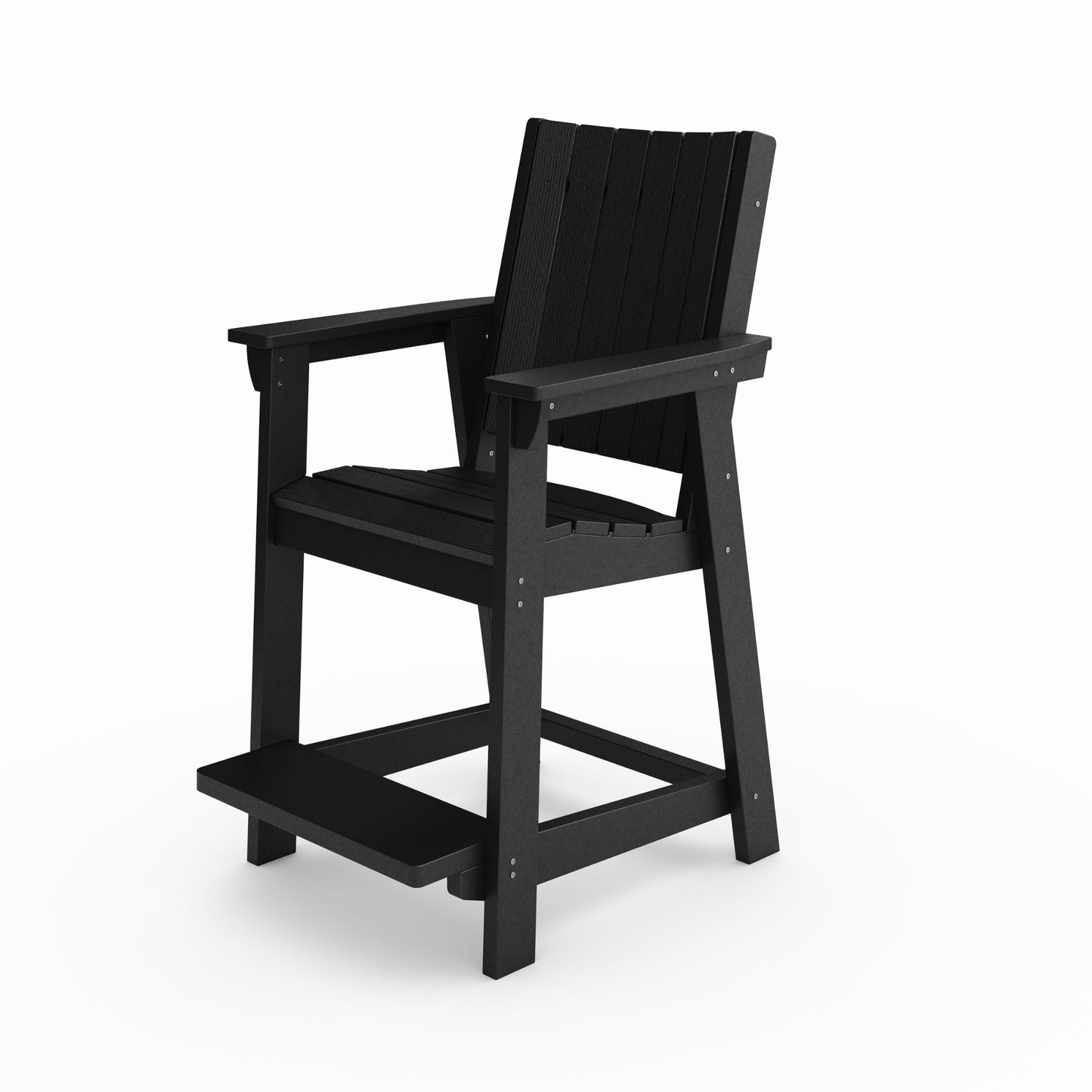 Modern Counter Chair Sleek HDPE Poly Lumber For Dining, Patio, And Garden Comfort - Black