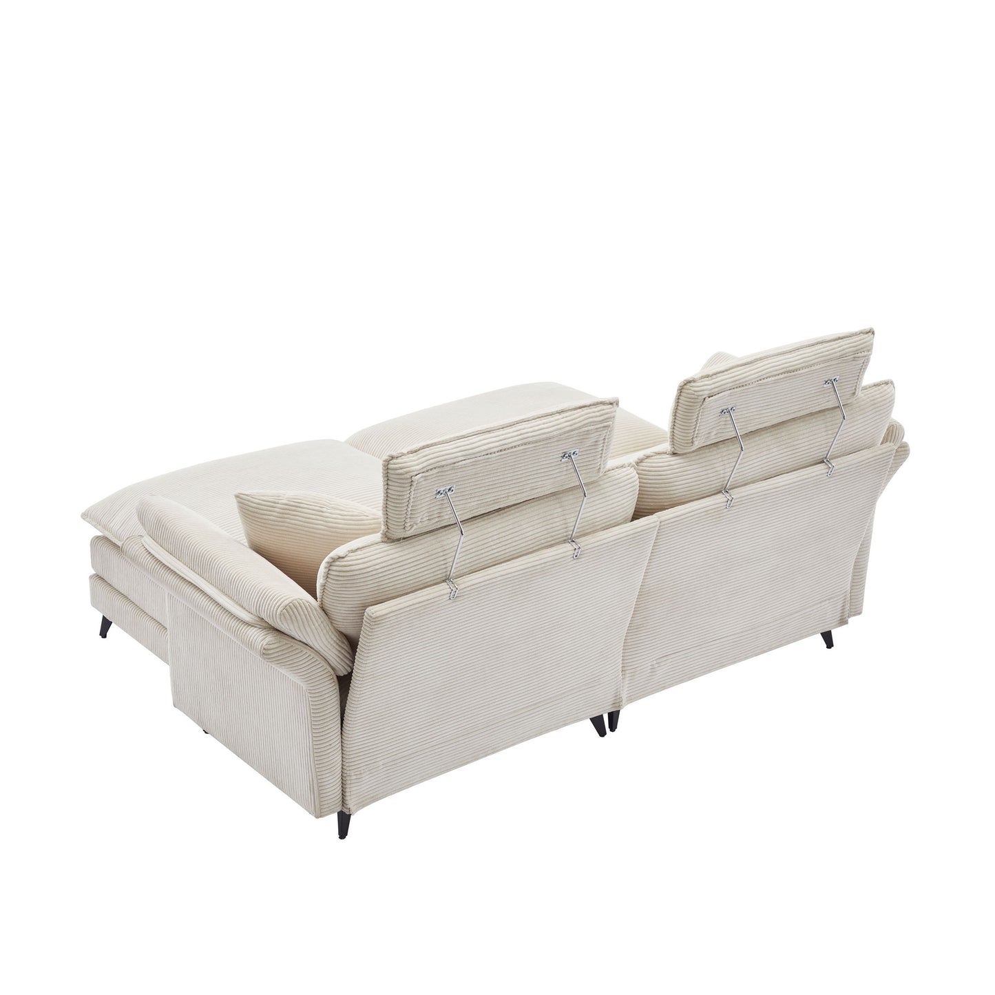 Modern Corduroy, Loveseat Sofa, Deep Seat Sectional Sofa With Ottomans Comfortable Cloud Sofa For Living Room, Apartment, Office, Couch - Beige