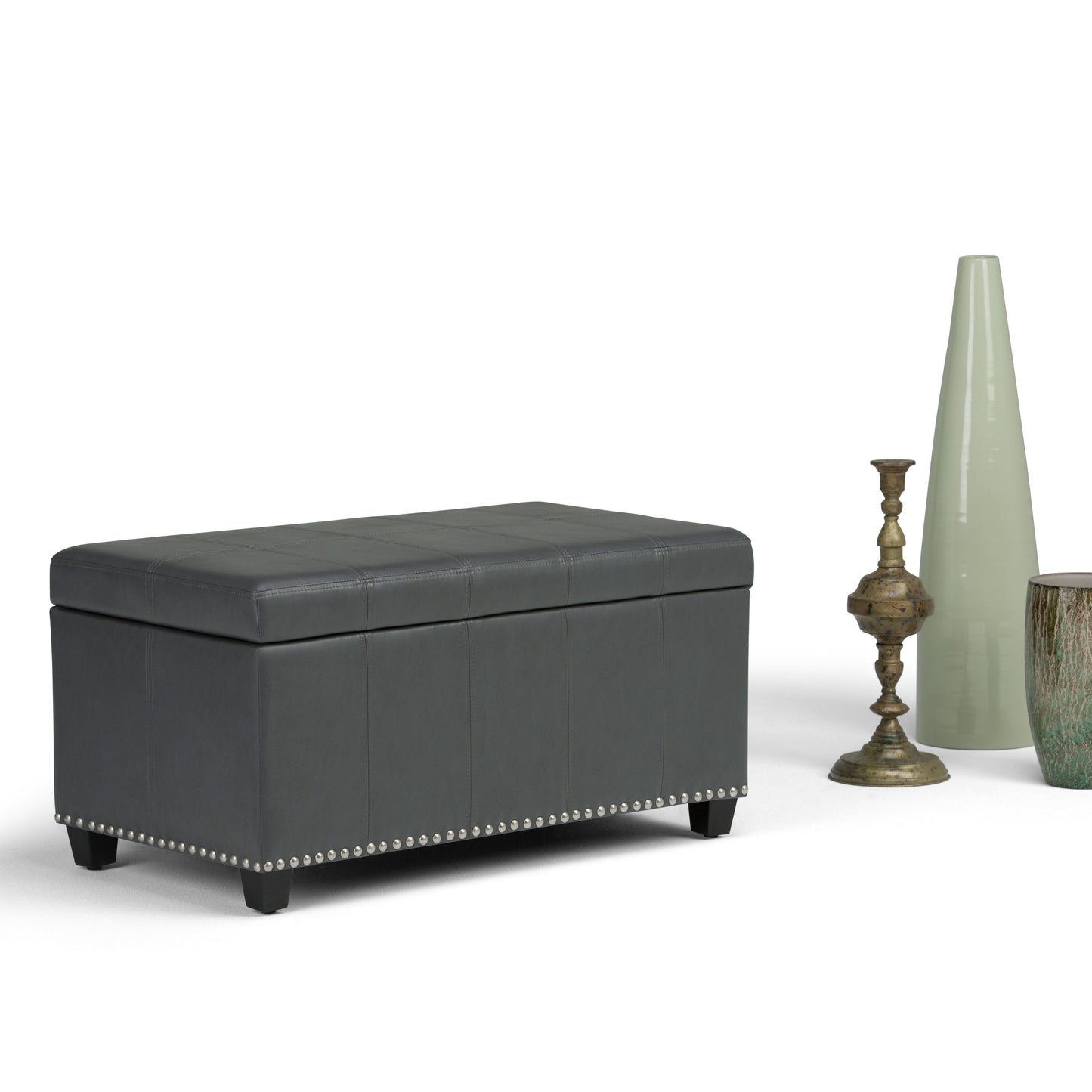 Amelia - Storage Ottoman Bench - Stone Gray