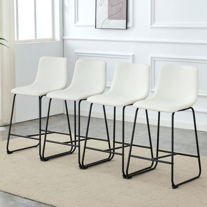(Set of 2) Modern Minimalist Style Material Bar Stools, Suitable For Kitchen, Bar And Modern Home Design - White