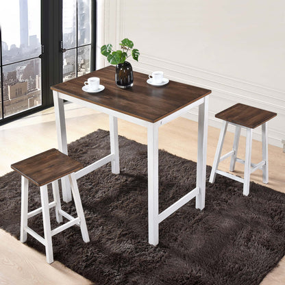 3 Pieces Counter Set Hanging Stool Easy To Clean For Small Space - Antique Dark Oak / Antique White