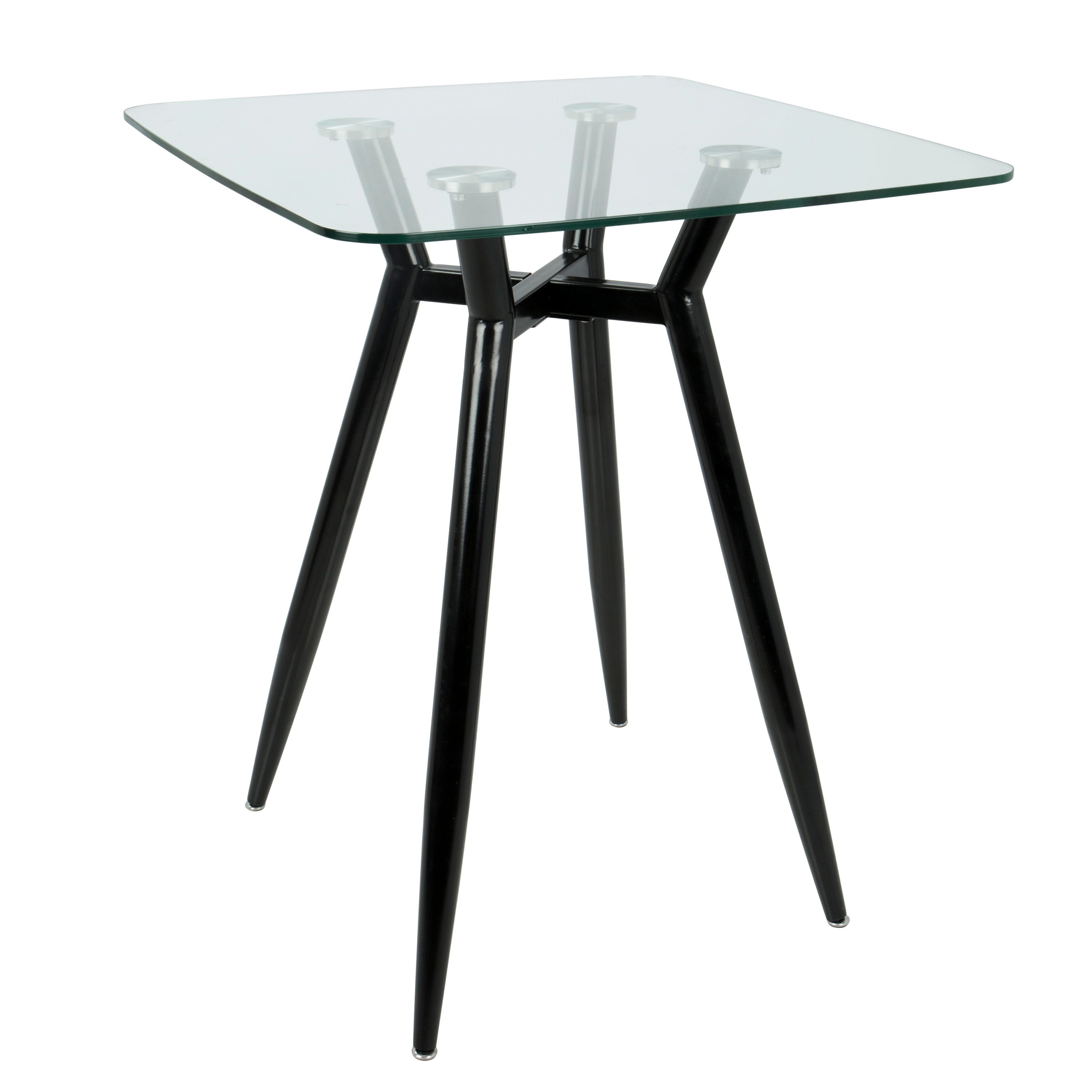 Clara - Mid-Century Modern Square Counter Table - Black / Clear