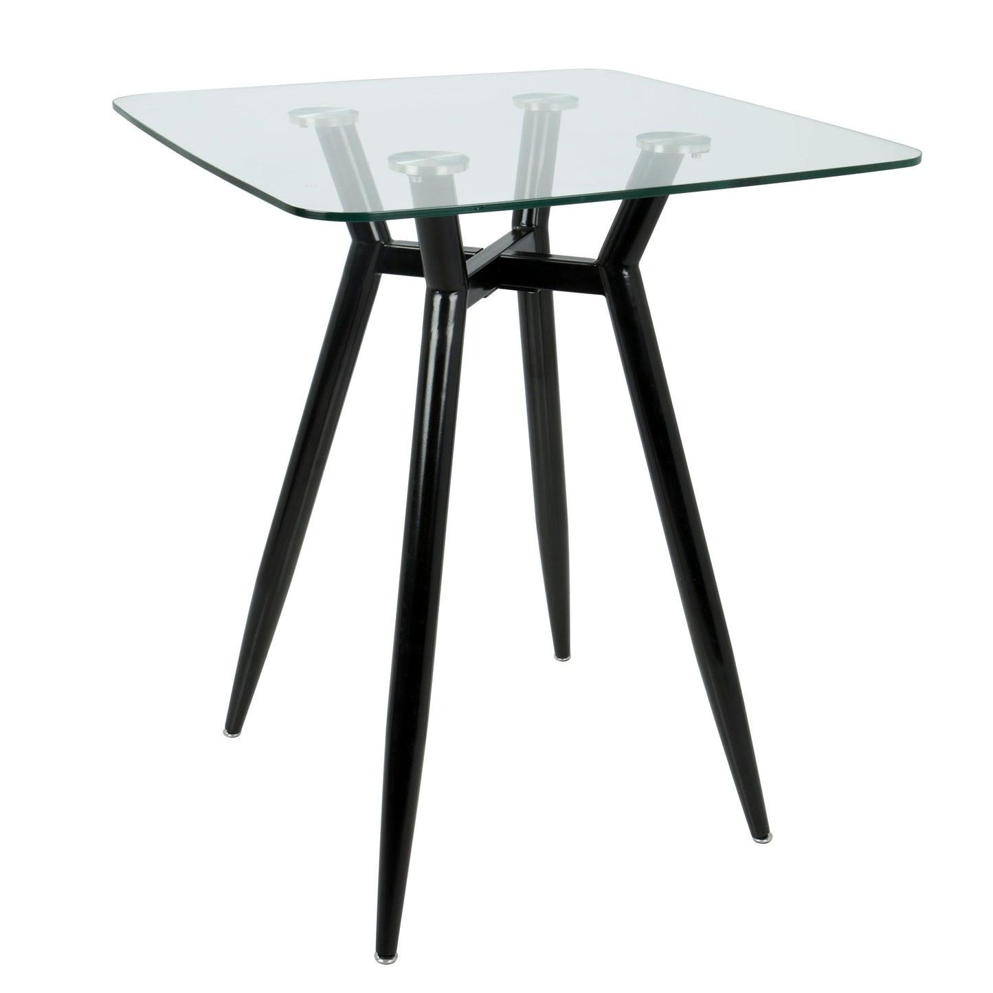 Clara - Mid-Century Modern Square Counter Table - Black / Clear