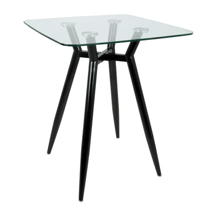 Clara - Mid-Century Modern Square Counter Table - Black / Clear