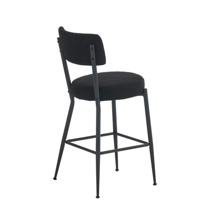 Modern Teddy Fabric Upholstered Bar Stools (Set of 4) - Black