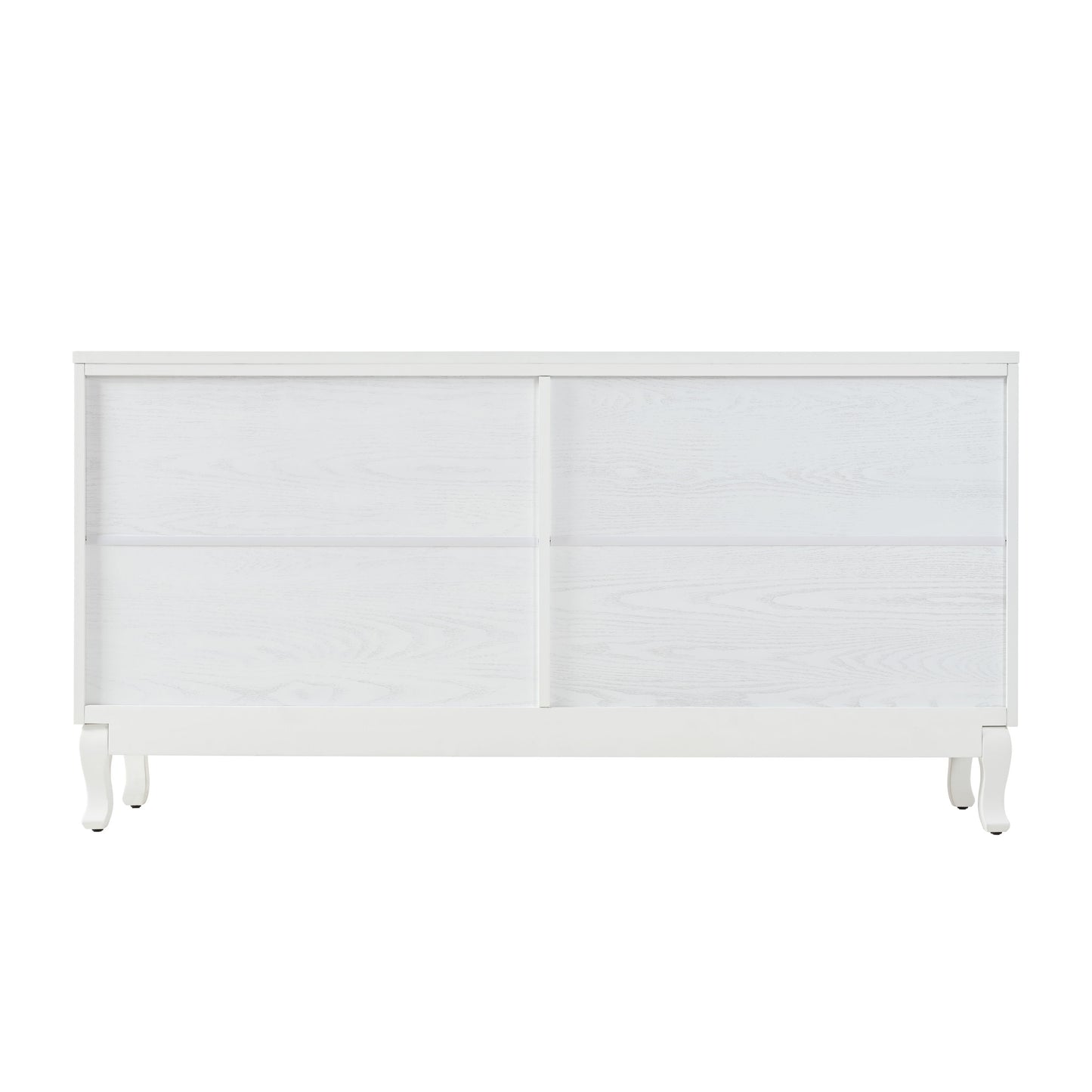 Elegant Sideboard With Sophisticated Wavy Pattern Doors And Arched Groove Design In A Stylish 4 Door Layout, Adjustable For Study, Entryway And Living Room - White