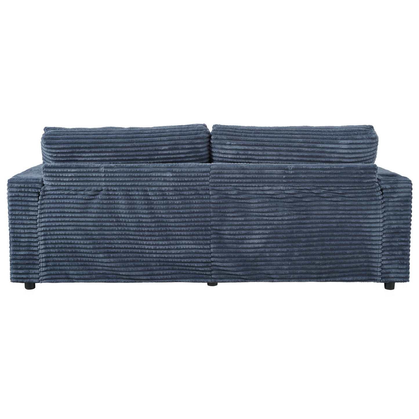 Oversized Loveseat Chaise Lounge Sectional Sofa Bed Corduroy Sleeper Sofa With 2 USB Ports, 2 Cup Holders And 2 Throw Pillows For Living Room And Bedroom - Blue