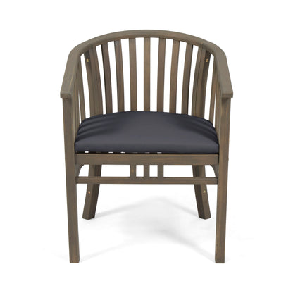 Outdoor Wooden Dining Chairs With Cushions, (Set of 2) - Dark Gray / Gray