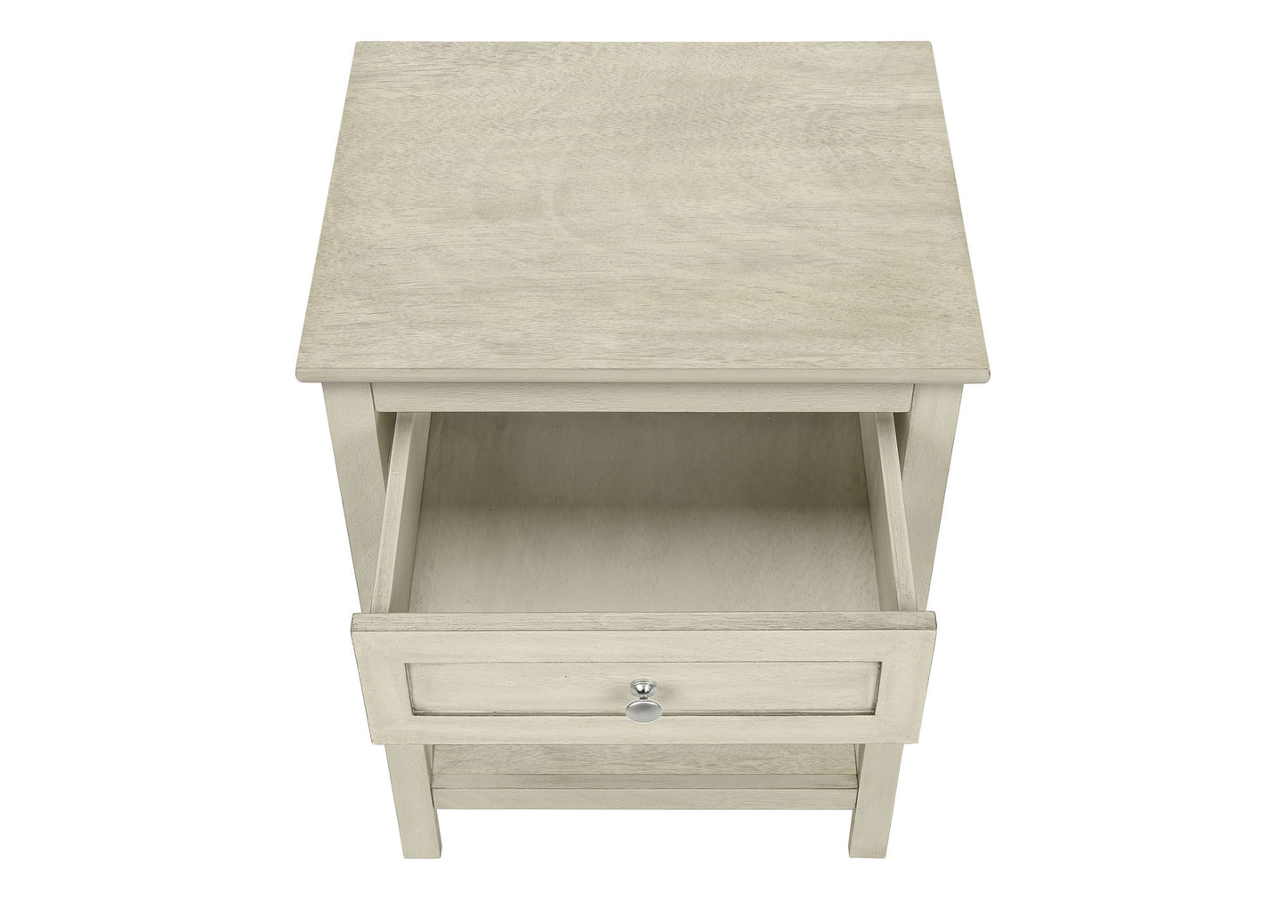 Accent End Table, 2 Tier, Storage Drawer, Transitional - White