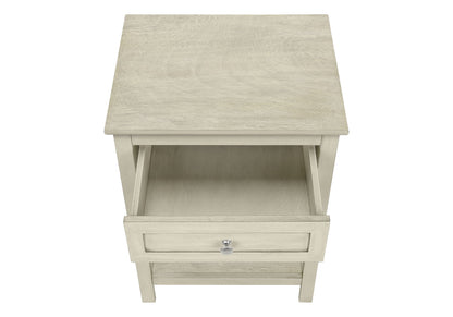 Accent End Table, 2 Tier, Storage Drawer, Transitional - White