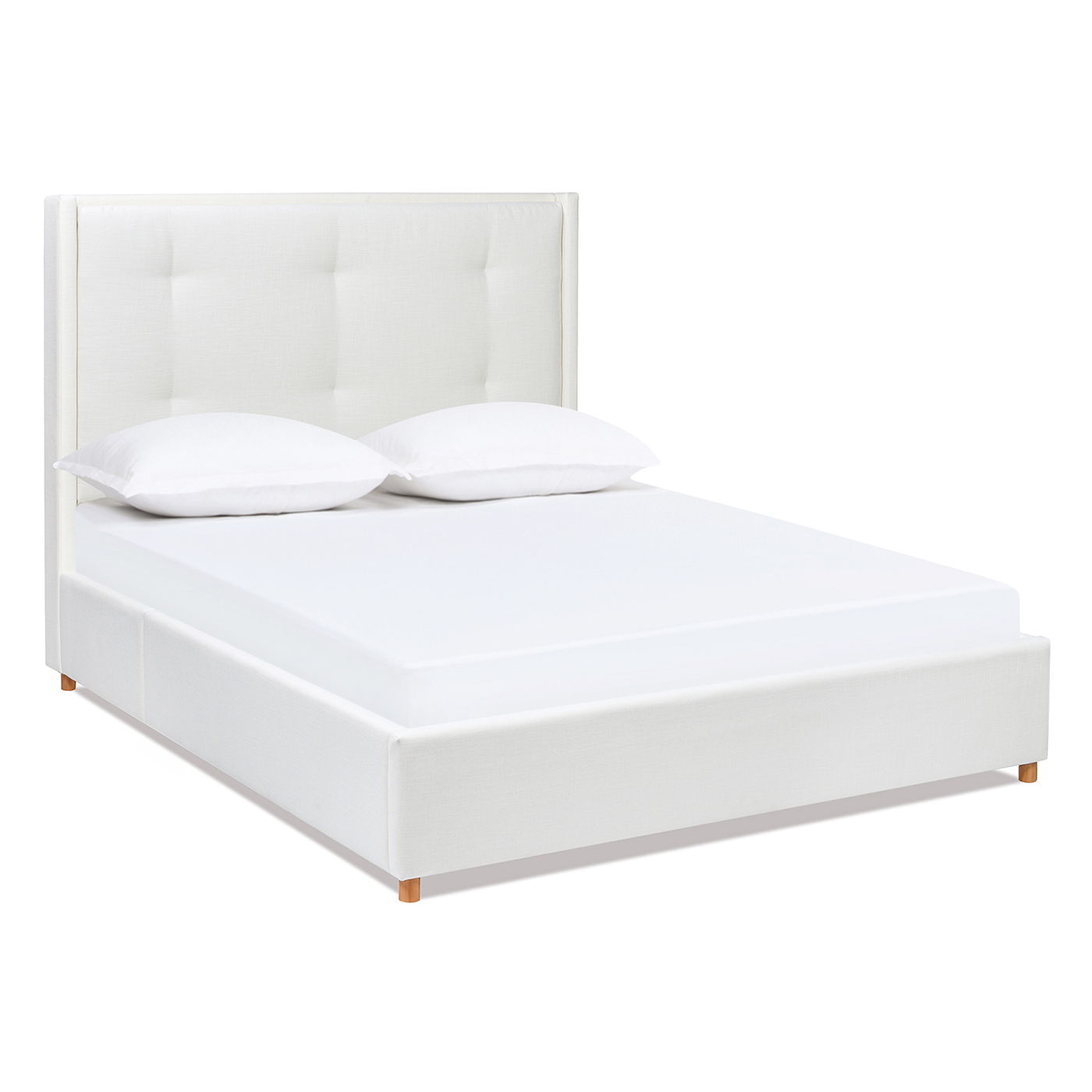 Miramar - Queen Cushion Back Headboard Platform Bed Frame - Antique White