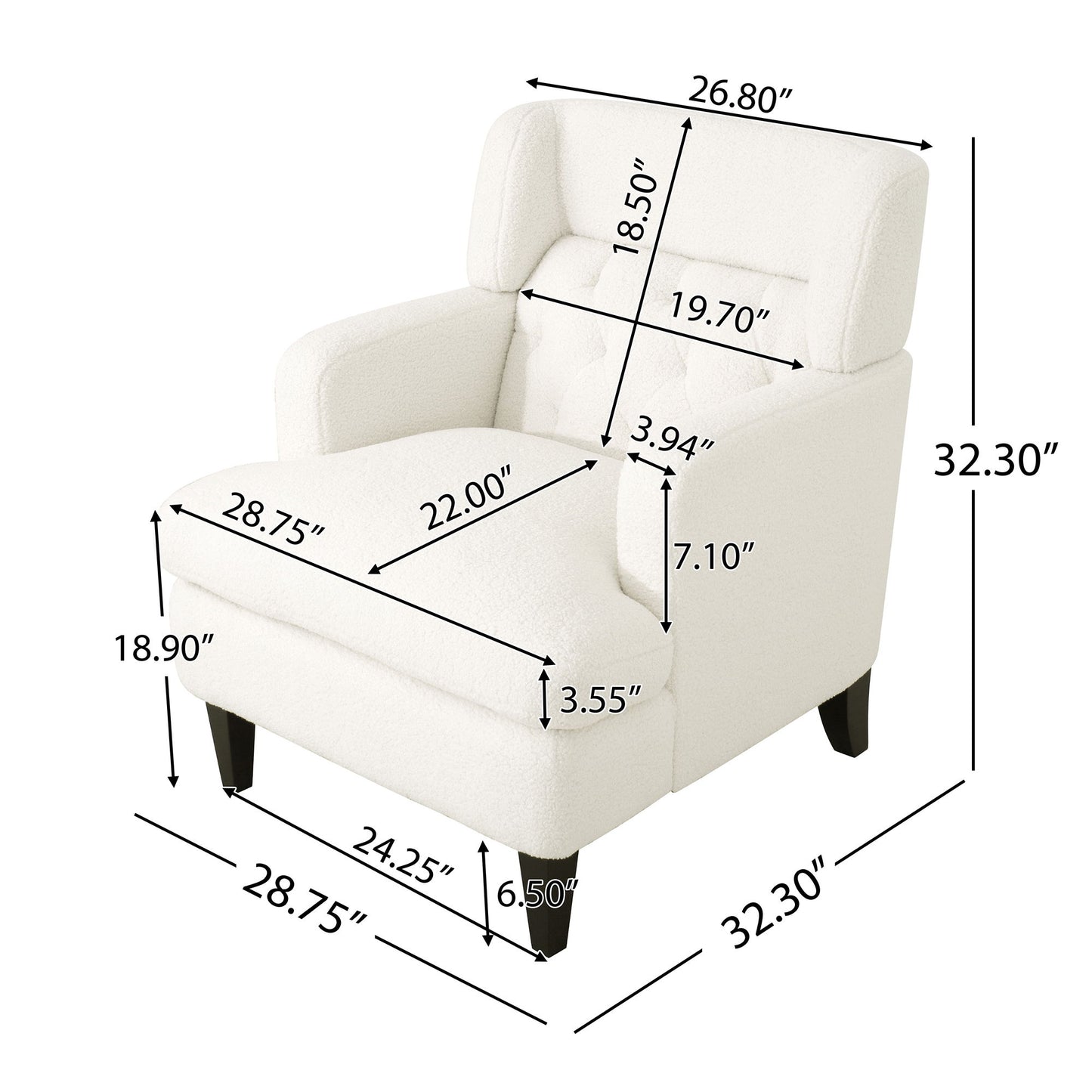Upholstered Accent Chair Tufted Armchair For Living Room - Beige