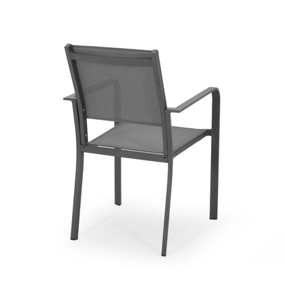 Waterfal - Outdoor Aluminum Dining Chair With Mesh Seat (Set of 2) - Dark Gray
