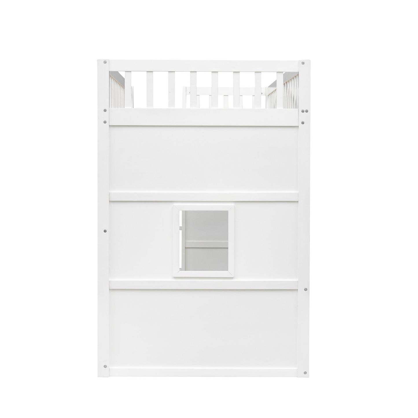 Twin Size House Loft Bed With Ladder - White / Gray