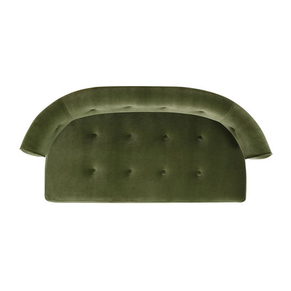 Jared - Roll Arm Tufted Bench Settee - Olive Green