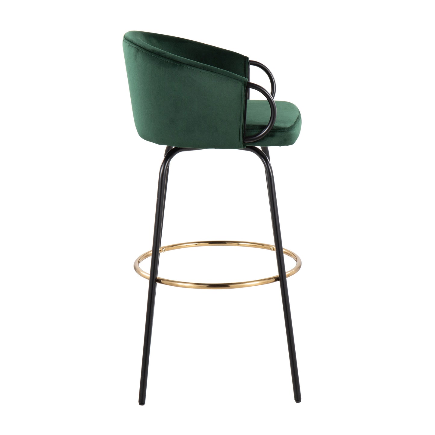 Claire - Contemporary / Glam Barstool With Footrest (Set of 2) - Black / Emerald Green