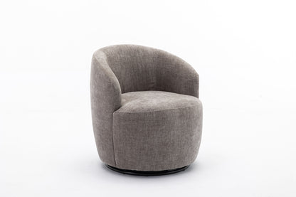Chenille Fabric Swivel Accent Armchair Barrel Chair With Black Powder Coating Metal Ring - Gray