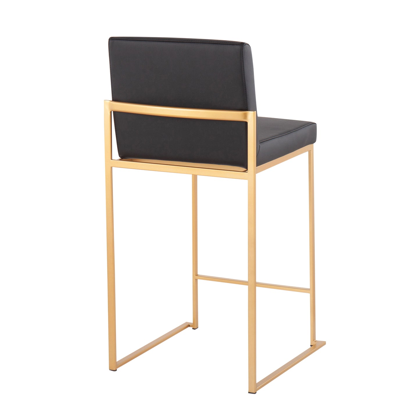 Fuji - Contemporary High Back Counter Stool (Set of 2) - Black / Gold