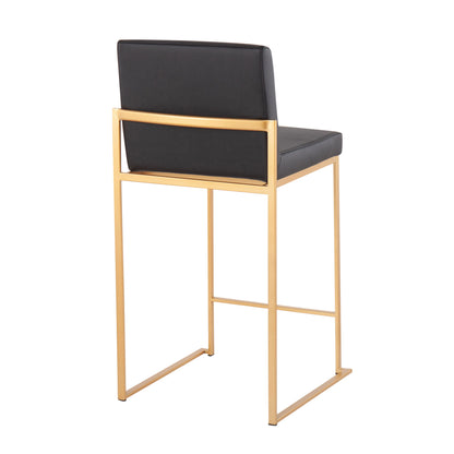Fuji - Contemporary High Back Counter Stool (Set of 2) - Black / Gold