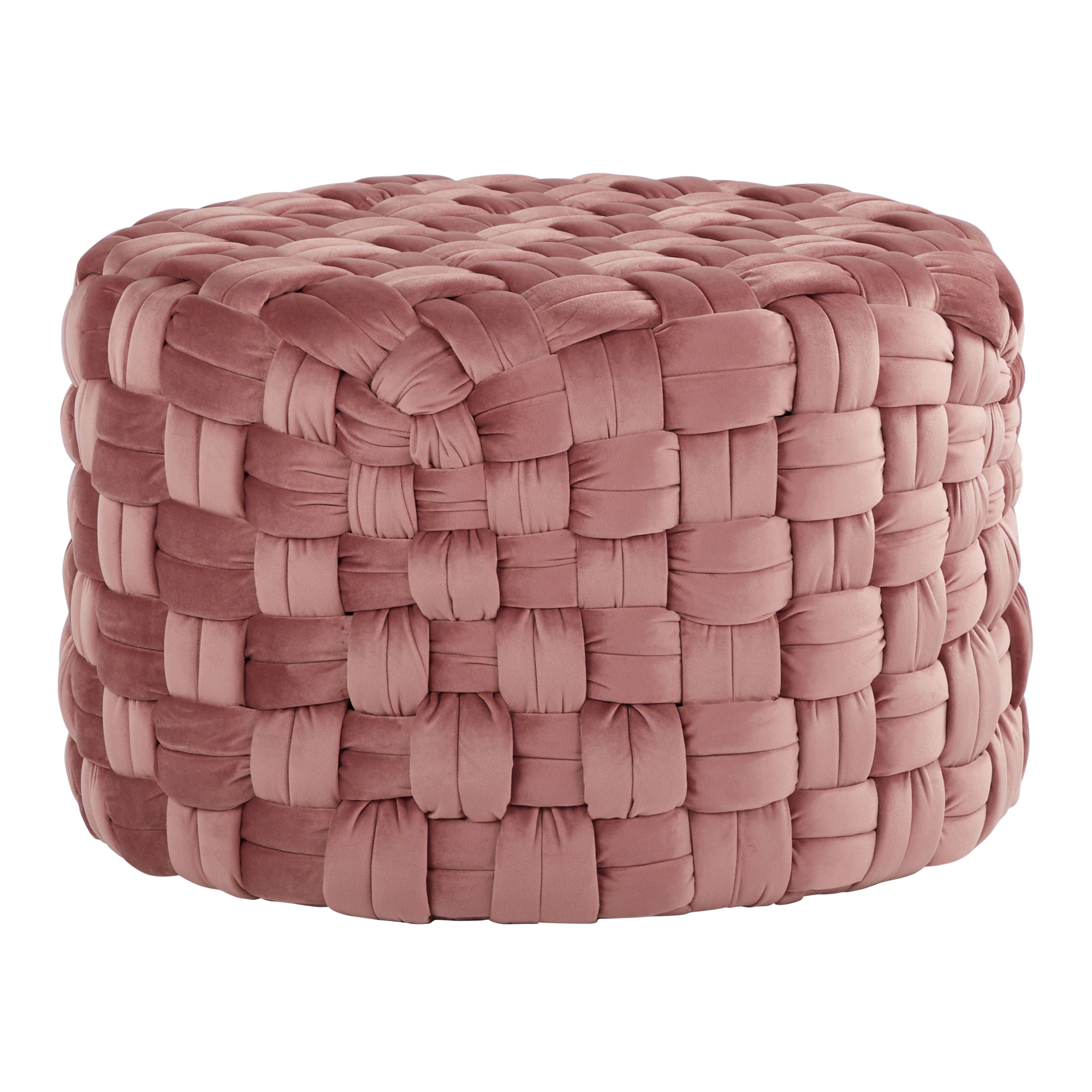 Braided - Round Ottoman - Blush Pink