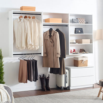 Devi - Wall Mounted Wood Closet System With Modular Versatility And Warm - White