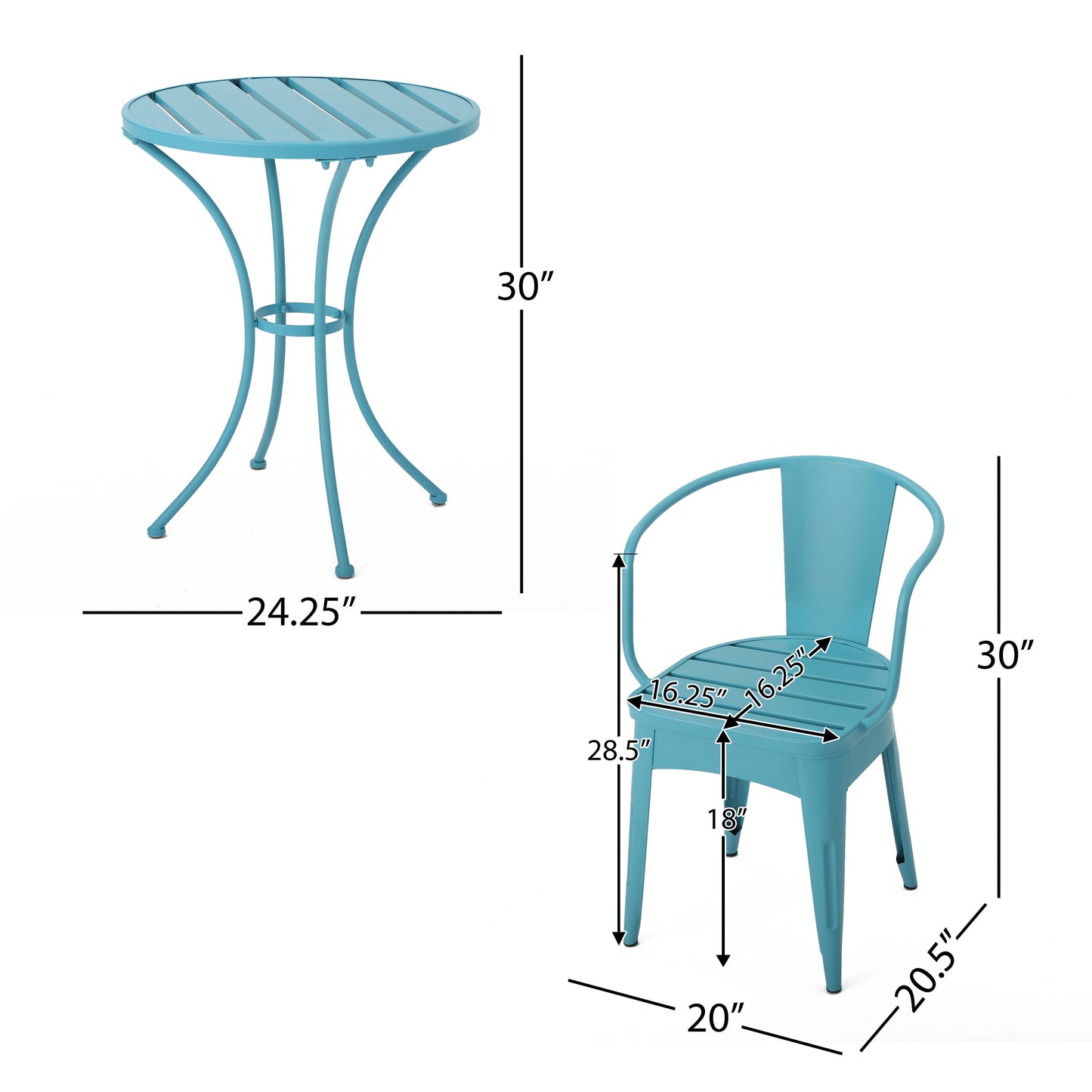 Yearn - 3 Piece Bistro Set With Table And 2 Chairs - Blue