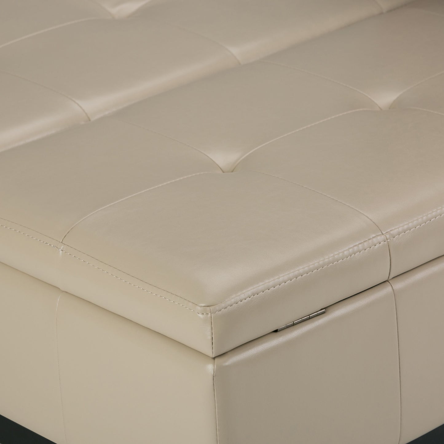 Dover - Square Coffee Table Storage Ottoman - Satin Cream