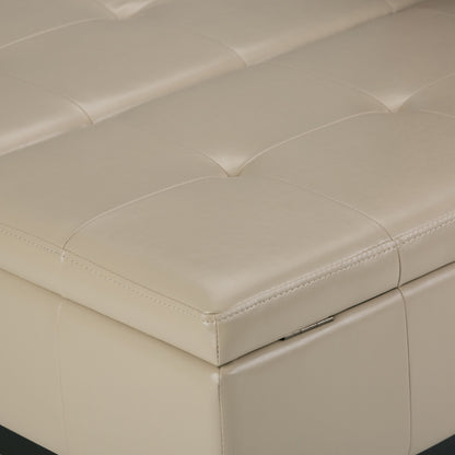 Dover - Square Coffee Table Storage Ottoman - Satin Cream