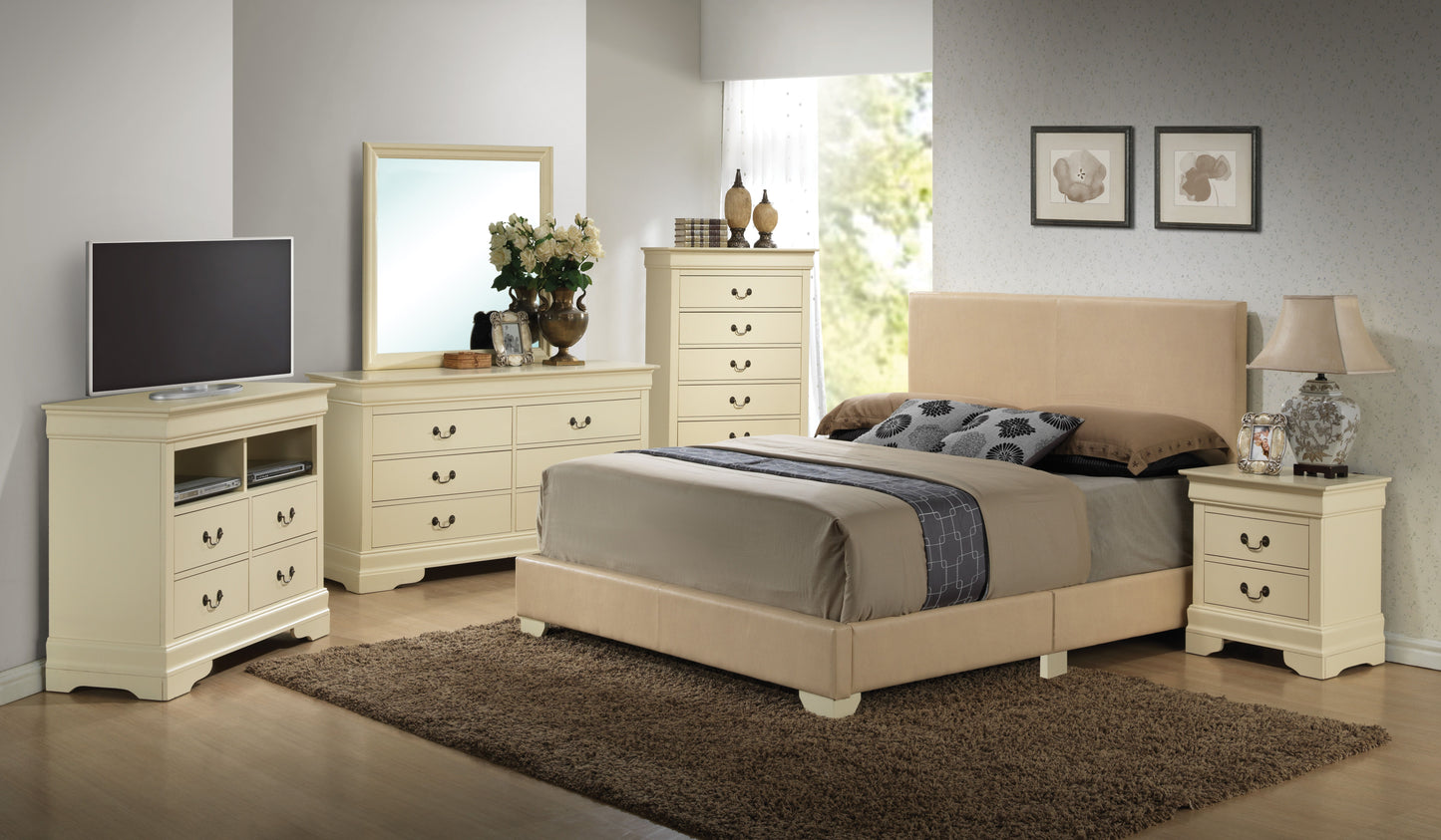 Queen Bed For Relaxed Spaces Casual - Beige