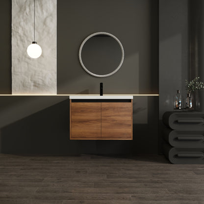 Bathroom Vanity With Resin Countertop Sink - Brown