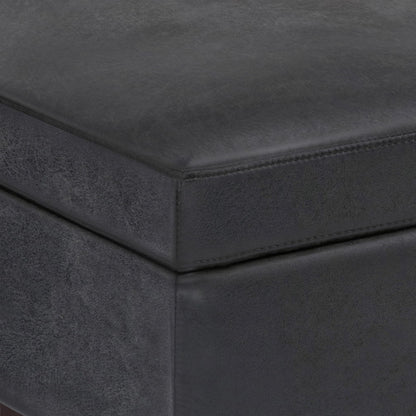 Owen - Small Rectangular Storage Ottoman - Distressed Black