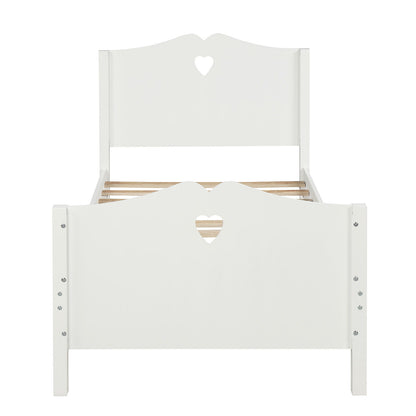 Twin Platform Bed With Slat Support And Headboard And Footboard - White