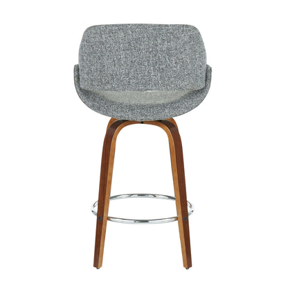Fabrico - Mid-Century Modern Counter Stool (Set of 2) - Walnut / Gray