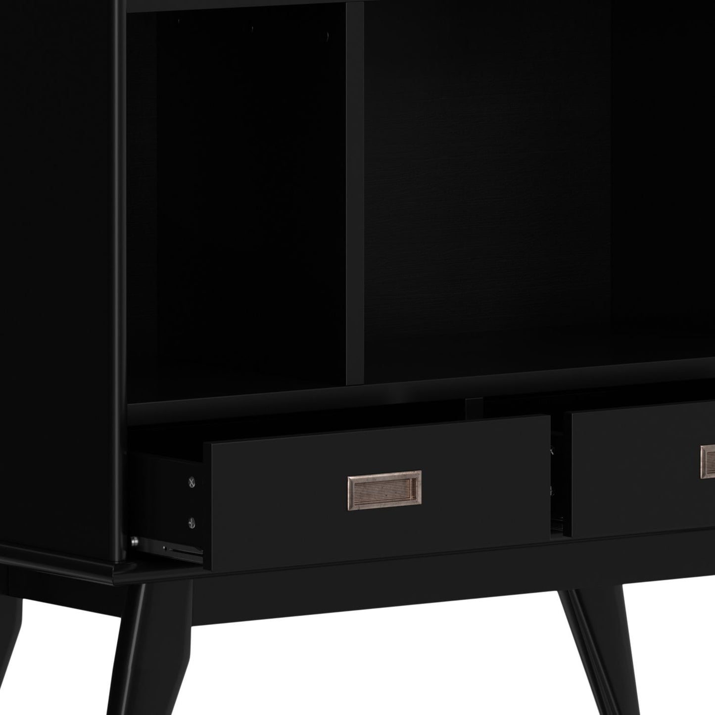 Draper - Mid Century Wide Bookcase And Storage Unit - Black