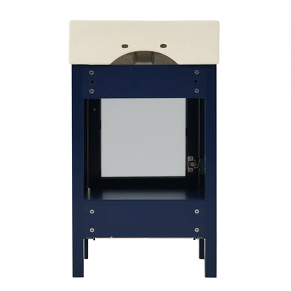 Bathroom Vanity With Ceramic Sink And Ample Storage, Ideal For Small Bathrooms - Blue