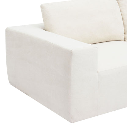 Modular Sectional With Wide Seat Free Combination L Shaped Couch Set Cloud Upholstered Minimalist Boneless Sofa - Beige