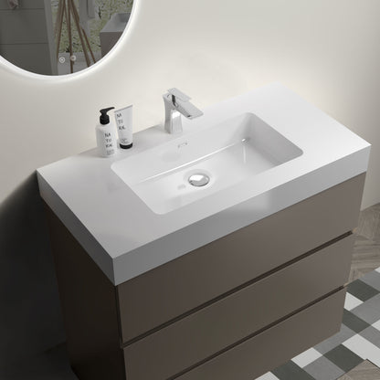 Alice - 36" Bathroom Vanity With Sink, Large Storage Freestanding Bathroom Vanity For Modern Bathroom, One-Piece Sink Basin Without Drain And Faucet - Gray / White