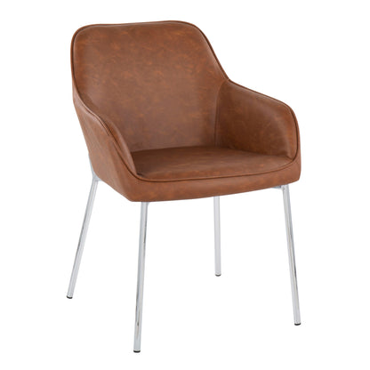 Daniella - Contemporary Dining Chair (Set of 2) - Chrome / Camel