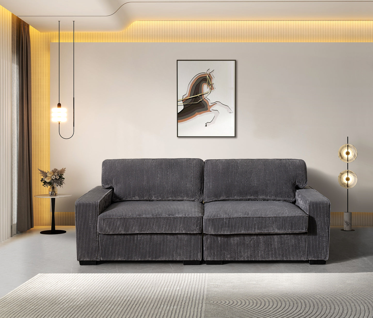 Stationary Loveseat - Gray