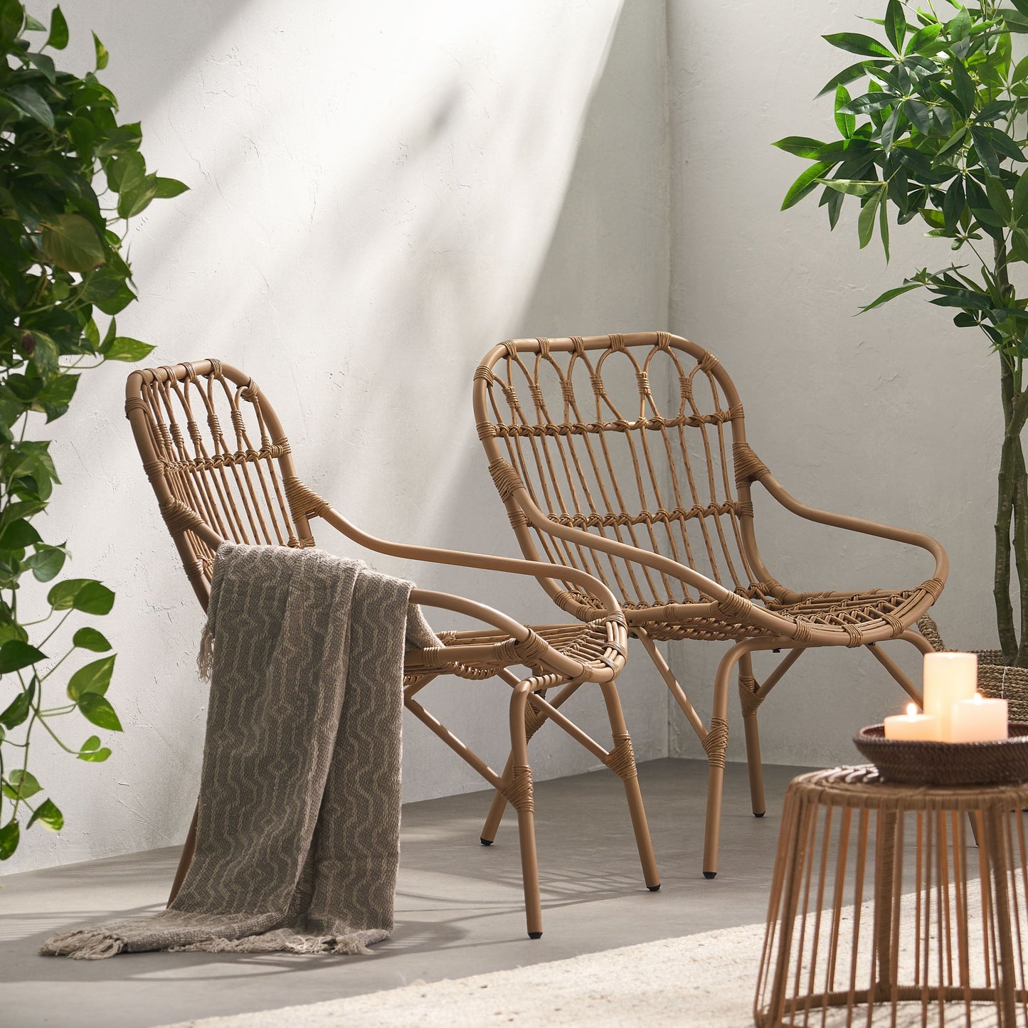 Monsoon Outdoor Accent Chair With Open Weave Design - Light Brown