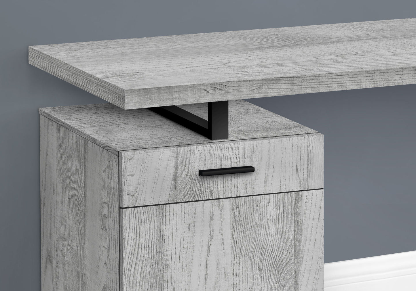 Computer Desk, For Laptop, Left, Right Set-Up, Storage Drawers, Work, Contemporary, Modern - Gray